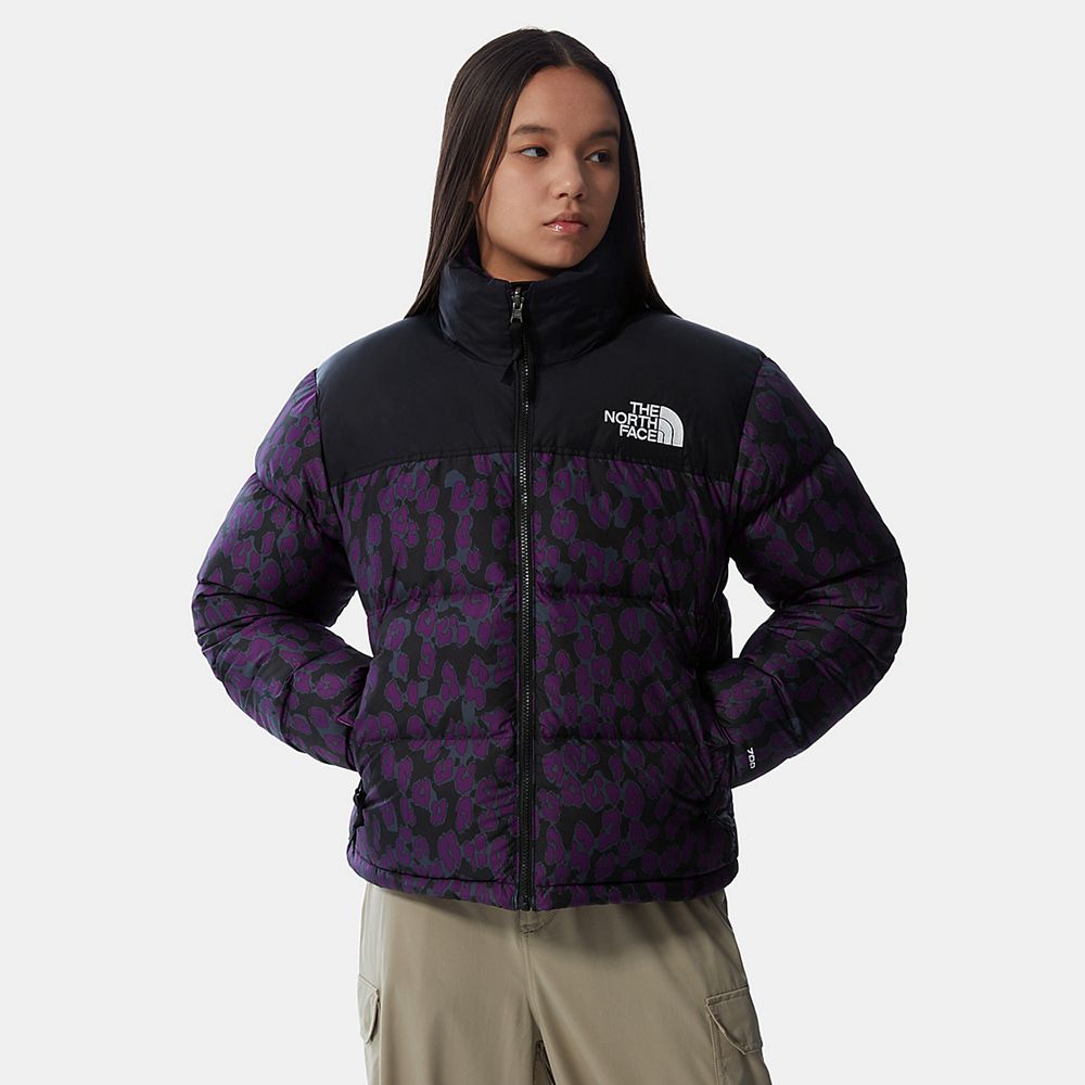 The North Face Nuptse Jacket Womens Australia - The North Face 1996 Printed Retro Purple Leopard Mou